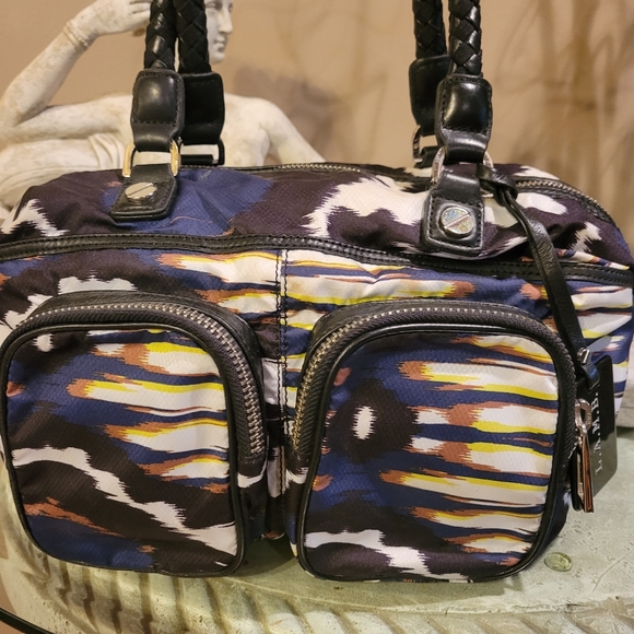 L.A.M.B. by Gwen Stefani Ikat Nylon Leather Satchel Luxury Designer Bag #589 - Picture 10 of 13